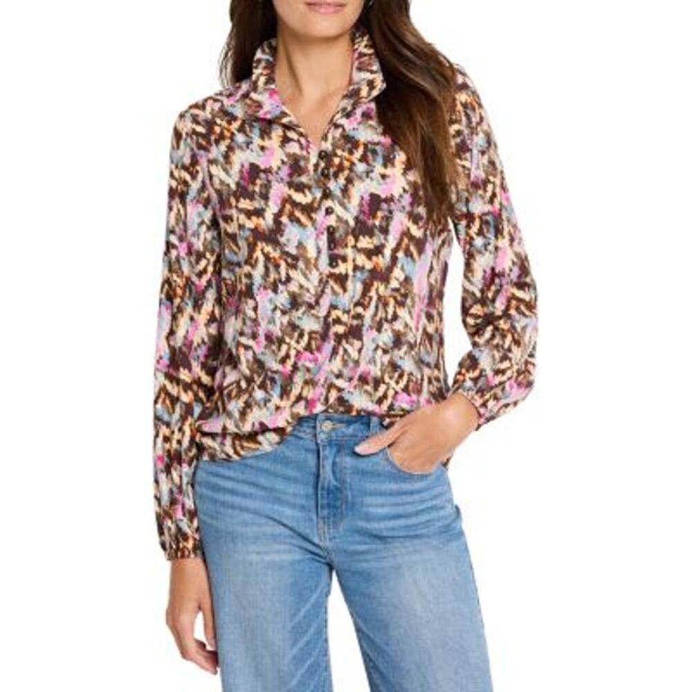 NIC + ZOE Painted Ikat Live In Top Sz XZ Boho Career Casual Preppy